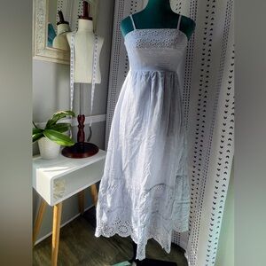 Light Blue Embroidered Casual Dress